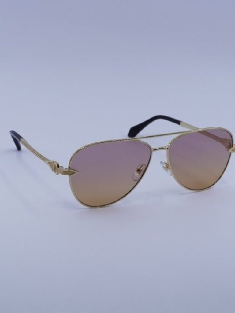 Versace Ve2283 1002el Sunglasses Gold Aviator Frame, Orange/Pink Lenses